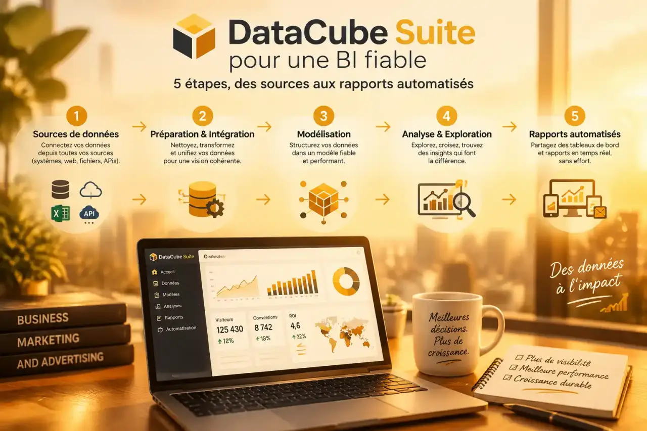 DataCube Suite pour une BI fiable : 5 étapes, des sources aux rapports automatisés