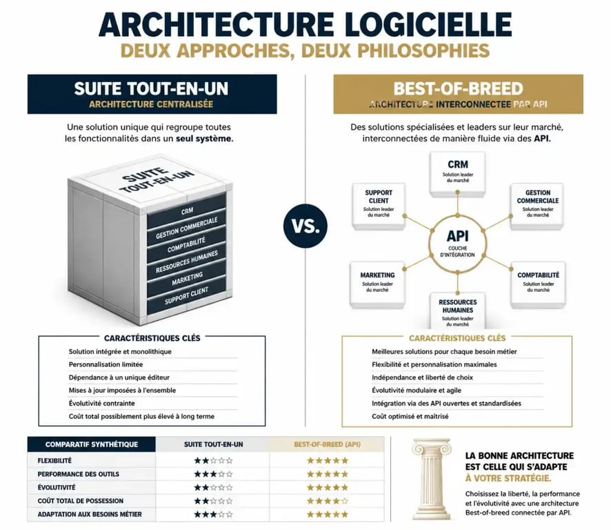 Comparatif architecture suite marketing vs best-of-breed pour le meilleur outil marketing digital 2026